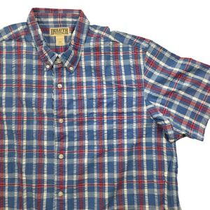 Duluth Ripple Rouser Seersucker Short Sleeve Shirt 60602 Blue Plaid Mens‎ 2XL